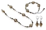 Black Onyx Swarovski Crystal Sterling Silver 16