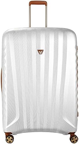 Roncato Uno Zippered Deluxe 28" Spinner Polycarbonate with Leather Trim Pearl