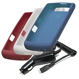 Brand NEW Red, White and Blue Silicone Skin Cover Cases and Car Charger for Blackberry Storm2 9550 9520