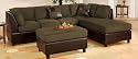 Furniture online: 3pcs Sectional Sofa Set with Ottoman in Sage Finish