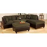 3pcs Sectional Sofa Set with Ottoman in Sage Finish by visiondecor Furniture