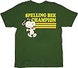Peanuts Snoopy Spelling Bee Champion Military Green T-shirt Tee