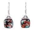 Earrings - XE-18 - Genuine Handmade Dichroic Glass Earrings - French Wires - Square Shape ~ All Findings and Earring wires are made of .925 Sterling Silver