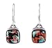 Earrings - XE-18 - Genuine Handmade Dichroic Glass Earrings - French Wires - Square Shape ~ All Findings and Earring wires are made of .925 Sterling Silver
