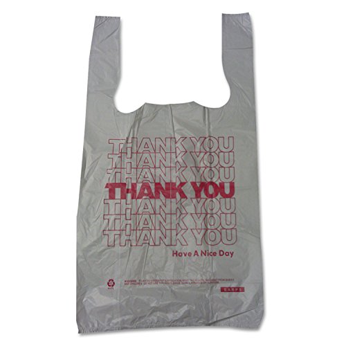 Plastic Thank You T-Sacks, 6" x 4" x 15", 2 Mil, White