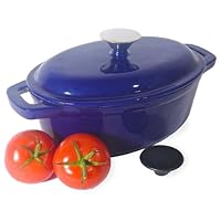Spiceberry Home Cast-iron Enamel 3-1/2-quart Oval Dutch Oven - Indigo Cobalt Blue