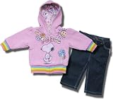 Snoopy Peace & Flower Power Reversible Zippered Hoodie & Denim pants for infant girls