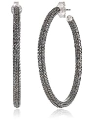 Sterling Silver Black Diamond Hoop Earrings, (.5 Cttw)