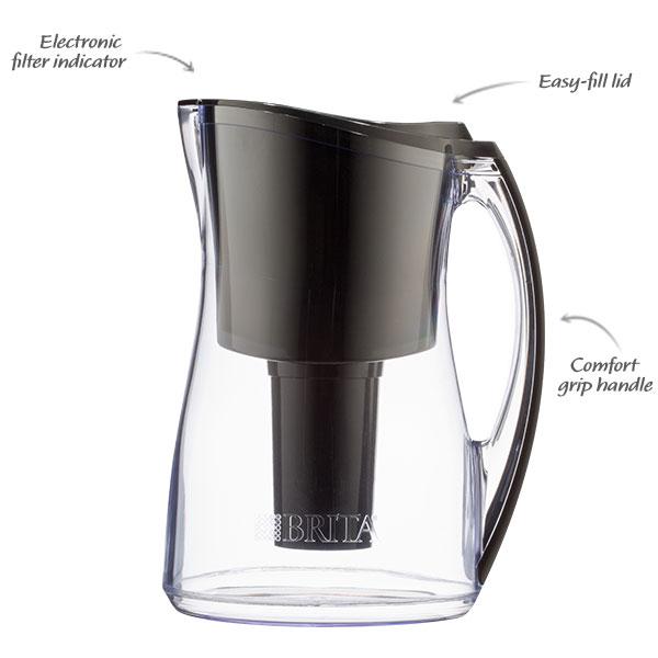Brita Marina Water Filter Pitcher, Black, 8 Cup Kitchen