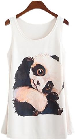 YauYau Summer Casual Cute Cartoon Panda Print Tank Top Sleeveless Tank Top Vest