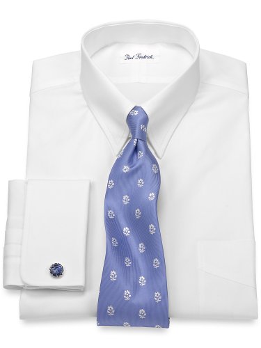 Paul Fredrick Men's Cotton Pinpoint Oxford Snap Tab Collar French Cuff Dress Shirt White 18.0/36 Paul Fredrick Men's Cotton Pinpoint Oxford Snap Tab Collar French Cuff Dress Shirt White 18.0/36