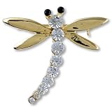 Gold Tone Clear Crystal Dragonfly Brooches And Pins