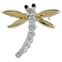 Gold Tone Clear Crystal Dragonfly Brooches And Pins