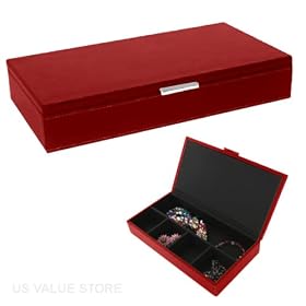 Jewelry Box, Store All Hard Top Short Jewelry Box-Rouge