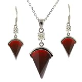 Silver Swarovski Crystal Red Ruby July Birthstone CZ Necklace Earrings Jewelry Set in Gift Box Bucasi SALE
