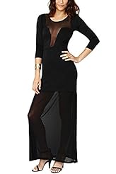 Mesh Stretchy Sheer Plunging Neck Polyester Evening Dress/Prom Dress/Maxi Dress 