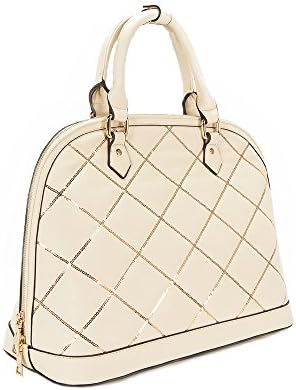 Dudlin202-62-11 Avario Ivory Structured Dome Satchel/Shoulder Bag