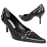 Luciano Padovan Black Thin Buckles Kidskin Pump Shoes