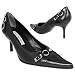 Luciano Padovan Black Thin Buckles Kidskin Pump Shoes