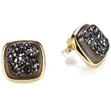 Marcia Moran Black Druzy Stone Square Shape 18k Gol
