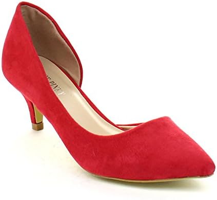 ANNIE PINKY KARA-03 Women's Chic Basic D'orsay Dress Pumps, Color:RED, Size:8