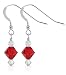 Red & Clear Swarovski Crystal Sterling Silver French Ear Wire Hook 1