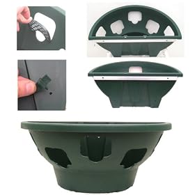 6 x Easy fill Wall baskets or planters 18" Green with free feed