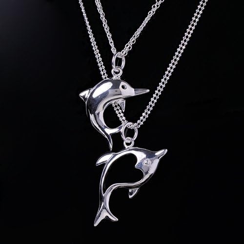 Dolphins Fashion simple personality Jewelry necklace designed especially 925Silver + velvet pouch