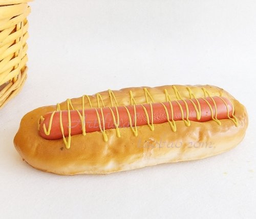 食品サンプル おいしそうな ソーセージパン マスタード インテリア ジョークグッズにも