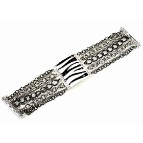 Black White Zebra Enamel Link Bracelet Fashion Jewelry