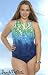 Beach Native Rain Drops High Neck Keyhole Back One Piece Swimsuit - Women's Swimwear Plus Size Swimsuit