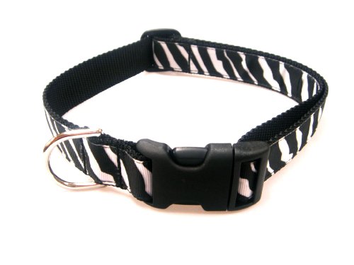 Large Black/White Zebra Dog Collar: 1