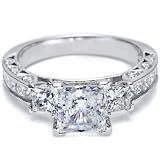2.00 Carat Total Princess Cut Certified Diamond Engagement Anniversary Ring 14k Solid White Gold Center 0.50 Carat D Color VS1-VS2 Clarity