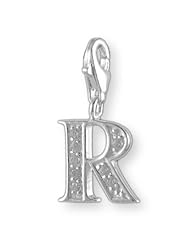 MELINA Charms clip on pendant letter R sterling silver 925 zirconia