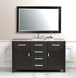 LUXExclusive Bathroom Vanity Single Sink Contemporary Vanity with Travertine Counter Top LUX-LS-2160-T: 60 W x 22 D x 36 H
