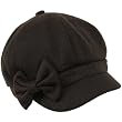 Ladies Winter Fall 6 Panel Newsboy Gatsby Cabbie Driver Ribbon Bow Cap Hat Black