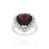 Sterling Silver 6ct. TGW Garnet & CZ Heart Ring