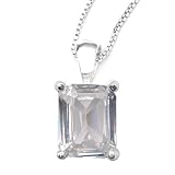 Sterling Silver Ascher-Cut White Cubic Zirconia Pendant