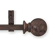 Source Global Unique 50-Inch to 98-Inch Adjustable Curtain Rod Sets, Ball Style, Brown