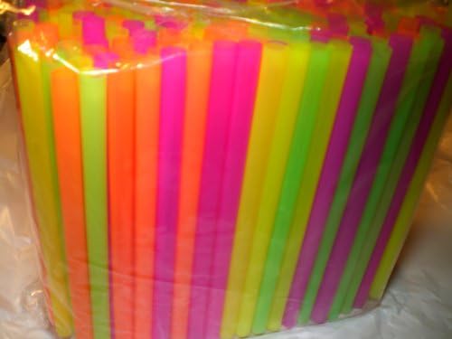 120 GIGANTIC 10.5" LONG &amp; HUGE 1/2" OPENING NEON "BLACK LIGHT" Reusable STRAWS smoothie milkshake slushie boba bubble tea