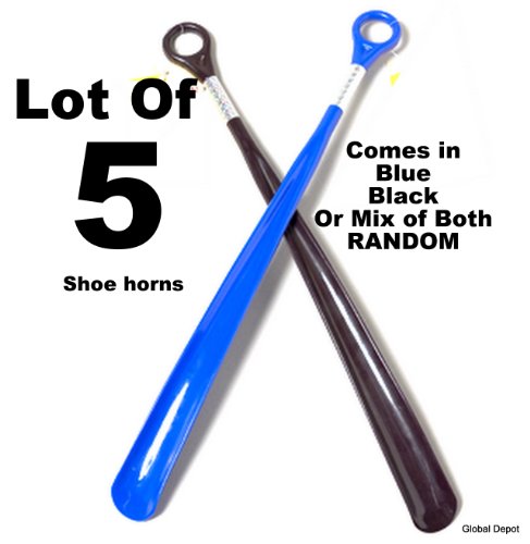 Lot of 5 Long Shoe Horns Random BLUE OR BLACK Back Saver, GREAT GIFT IDEA
