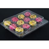 Douglas Stephen Plastics BL12 12 Compartment Hinged Lid Clear Mini Cupcake Container - 250 / CS