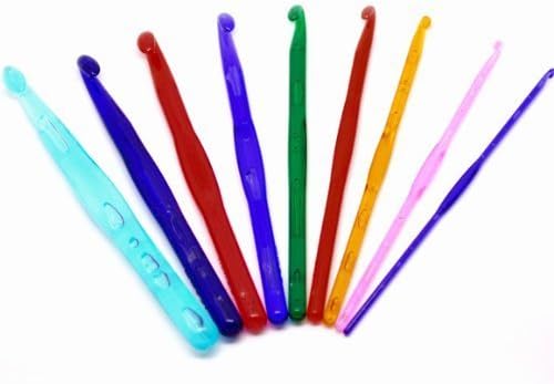9pc Plastic Crochet Hook Set - Multiple Sizes in Case