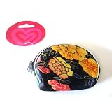 Black Satin Floral Oval Purse EA5193