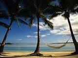 Palms and Hammock, Aitutaki, Cook Islands Photographic Poster Print by Walter Bibikow, 40x30