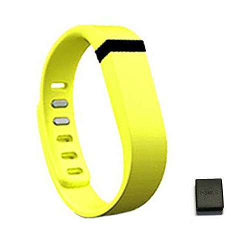 i-smile® 1pc Small Lemon Sport Wristband Accessory with Metal Clasps for Fitbit Flex (No tracker, Replacement Bands Only) & 1pc Black Silicon Fastener Ring