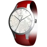 Obaku Harmony Womens Titan Glass Watch - Red Band / Pearl Face