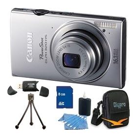 Canon PowerShot ELPH 320 HS 16.1 MP Wi-Fi Enabled CMOS Digital Camera with 5x Zoom 24mm Wide-Angle Lens with 1080p Full HD Video and 3.2-Inch Touch Panel LCD Premiere Bundle With 8 GB Secure (SDHC) Memory Card, Digpro Compact Camera Case, And More SILVER