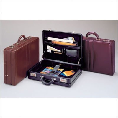 Expandable Top Grain Cowhide Leather Attache Case Color: Burgundy