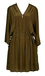 Silk Drawstring Pleated Dress